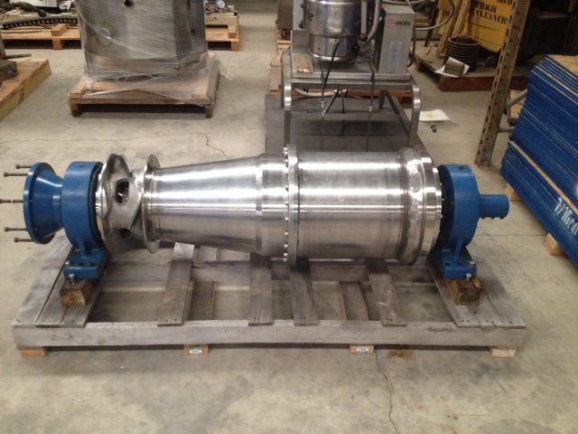 ***SOLD*** Used Flottweg 2550 Decanter centrifuge rotating assembly without gear box. Stainless steel. Approx 58.5